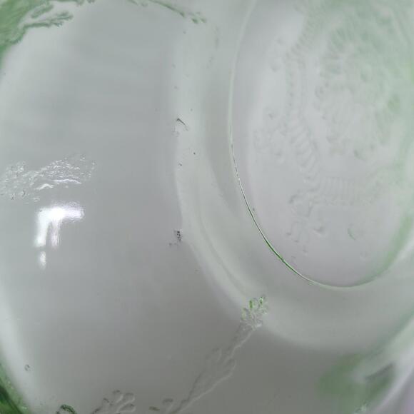 Cameo Ballerina  Anchor Hocking Green  Depression Vaseline Glass 10" x 2 Bowl - Picture 6 of 11